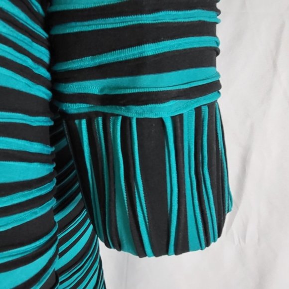 Come N See Button Green Black Striped Tunic Womens Small Jacket  - Picture 4 of 16